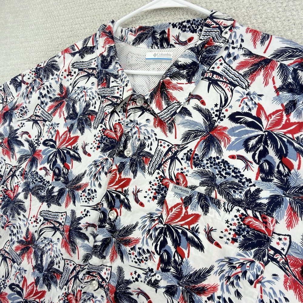 Columbia PFG Trollers Best Shirt Mens 5XLT Marlin Hawaiian Fishing Vented